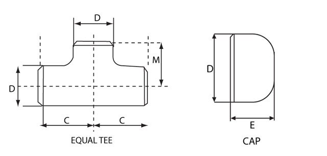 butt_weld_equal_tee Butt Weld Equal Tee & Cap and Stub End